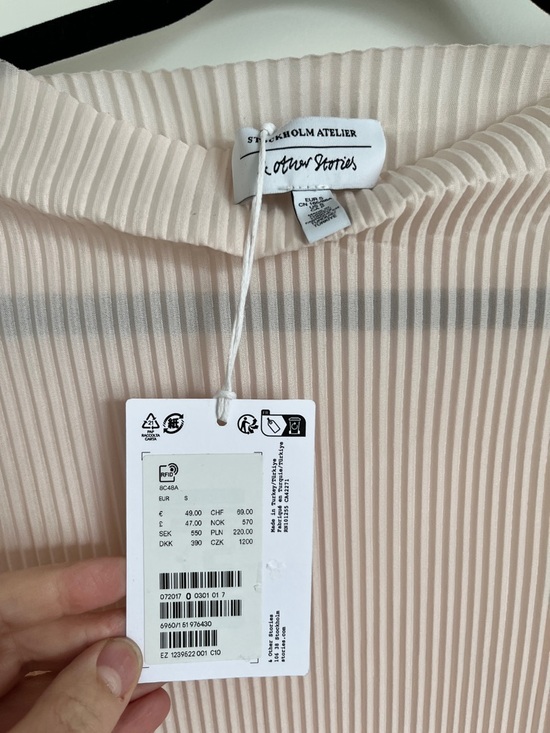 & Other Stories Pale Pink Ribbed Long Sleeve Top - Picture 3 of 4